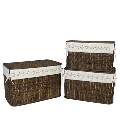 Baule in rattan foderato 65X40H42 in set di 3