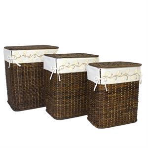 Portabiancheria in rattan foderato 48X36H58 in set di 3