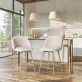 Sgabello in tessuto beige e metallo Chiara 46X50H94