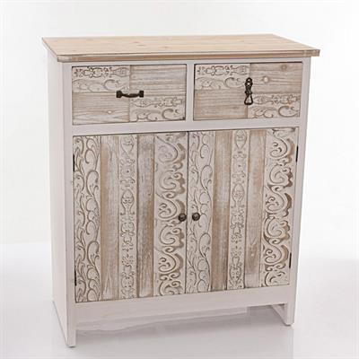 CREDENZA ABETE INTAGLIATO 2 ANTE 2 CASSETTI