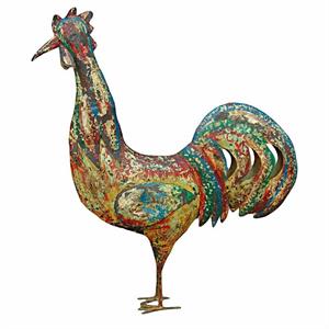 GALLO FERRO COLORATO CM 36X20H150 PROVENIENZA: INDIA