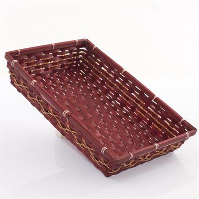 CESTO RETTANGOLARE BAMBOO ROSSO CM.42X27X8 - MADE IN CHINA