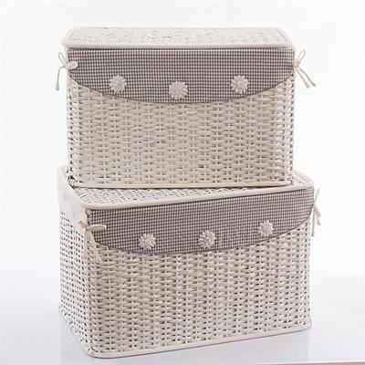 Baule portabiancheria in rattan 68x42H43 in set di 2 