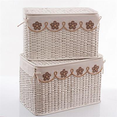 Baule portabiancheria in rattan 68x42H43 in set di 2 