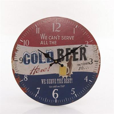 OROLOGIO ROTONDO IN MDF COLD BEER CM. 24