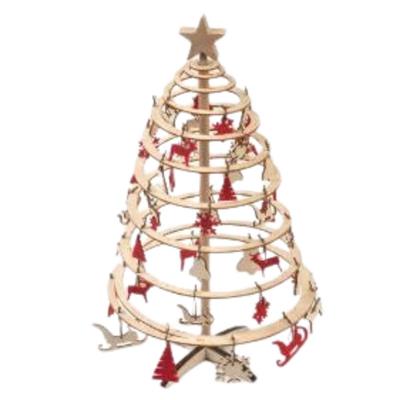 Decorazione Albero di Natale in legno con addobbi Ø25H42