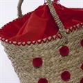 Borsa in fibre naturali con pompon rossi 53XH30