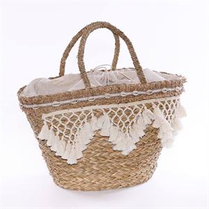 Borsa in fibre naturali con nappine 53XH30