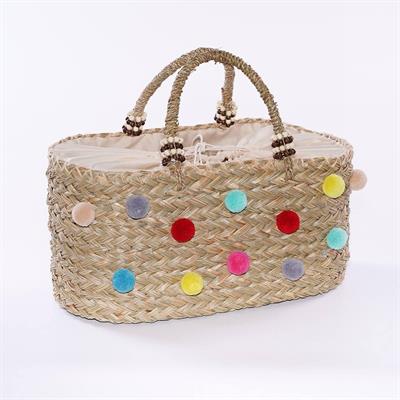 Borsa con pompon multicolor