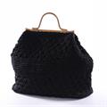 BORSA CARTA TRECCIA NERA MANICI RATTAN 50XH41 MADE IN CHINA