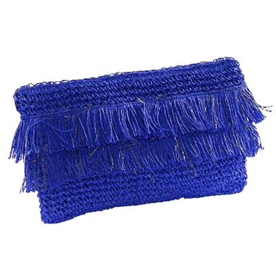 Pochette in fibre naturali blu 28H18