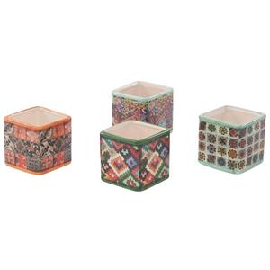 Vasetto in ceramica quadrato in colori assortiti 7x7H7,5