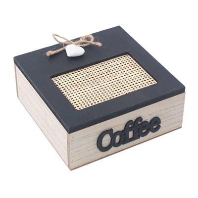 Scatola in abete e rattan Coffee 17X17H7