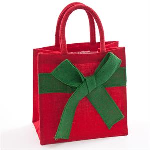 Confezione borsa in juta con fiocco 25x15H25