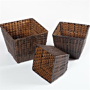 Portavaso in set di 3 in polyrattan  32x32H27