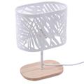 Lampada da tavolo in metallo bianco e legno 18x12H25