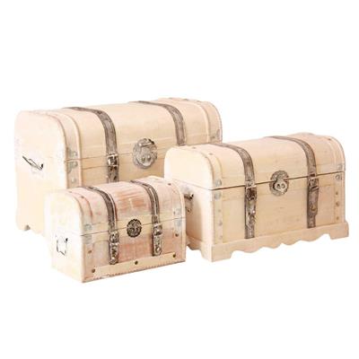 Baule in legno sbiancato 50X31H33 in set di 3 