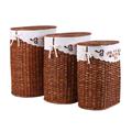 Portabiancheria ovale in rattan brunito 48X36H58 in set di 3