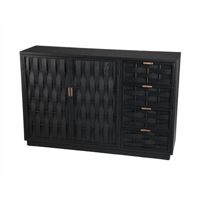 Credenza nera in legno intrecciato Macao 140X39H91 