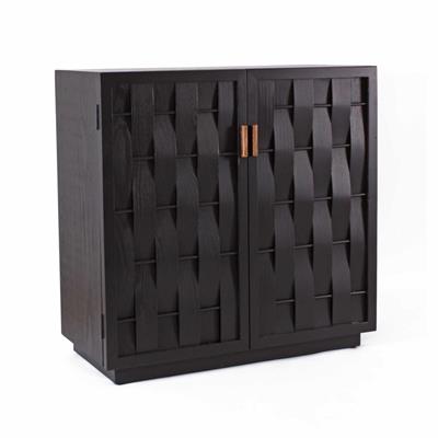 Credenza nera in legno di abete intrecciato Macao 80X38H80 